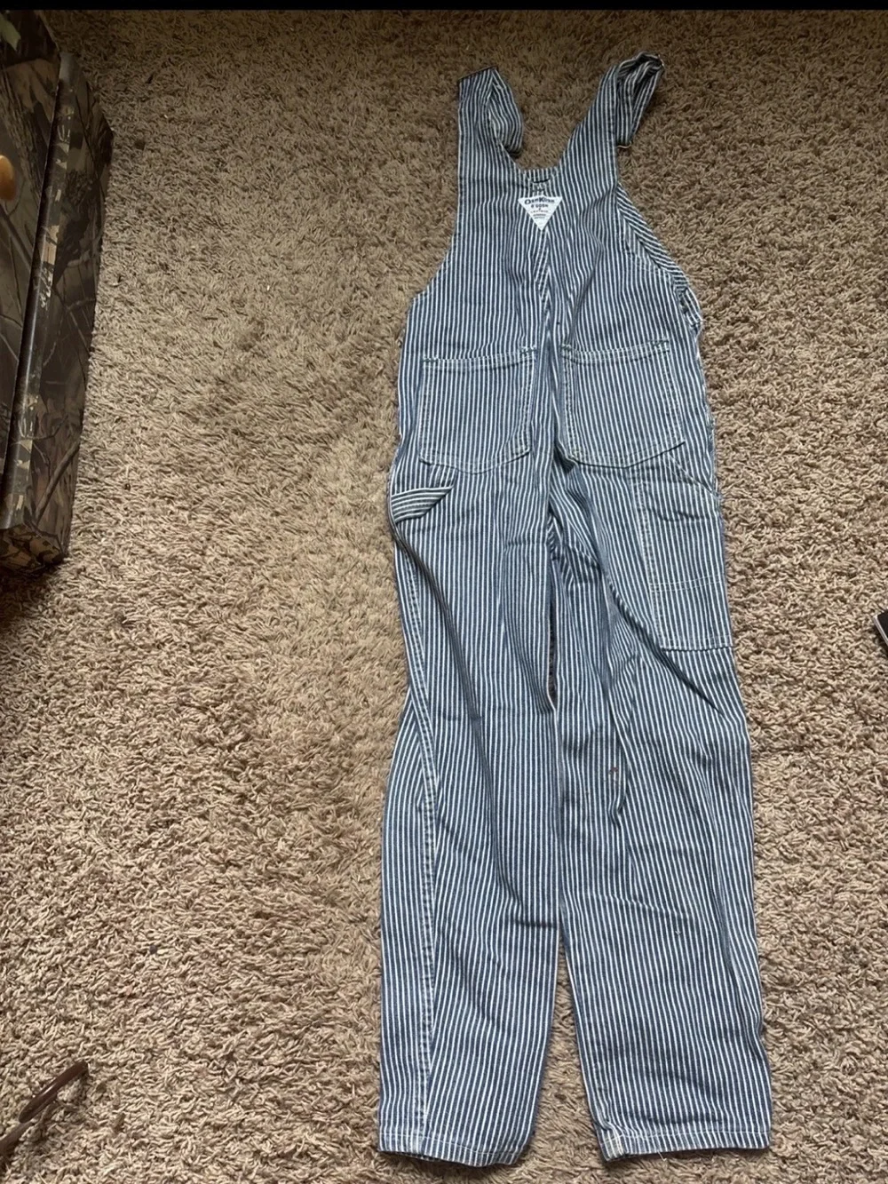 Striped Blue Denim Overalls - Classic Workwear Style OshKosh